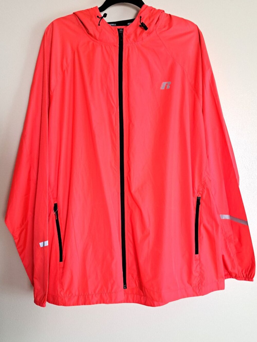 Russell Athletic Men's Hooded Windbreaker Orange size 2XL Full Zip NWT Y2K Golf